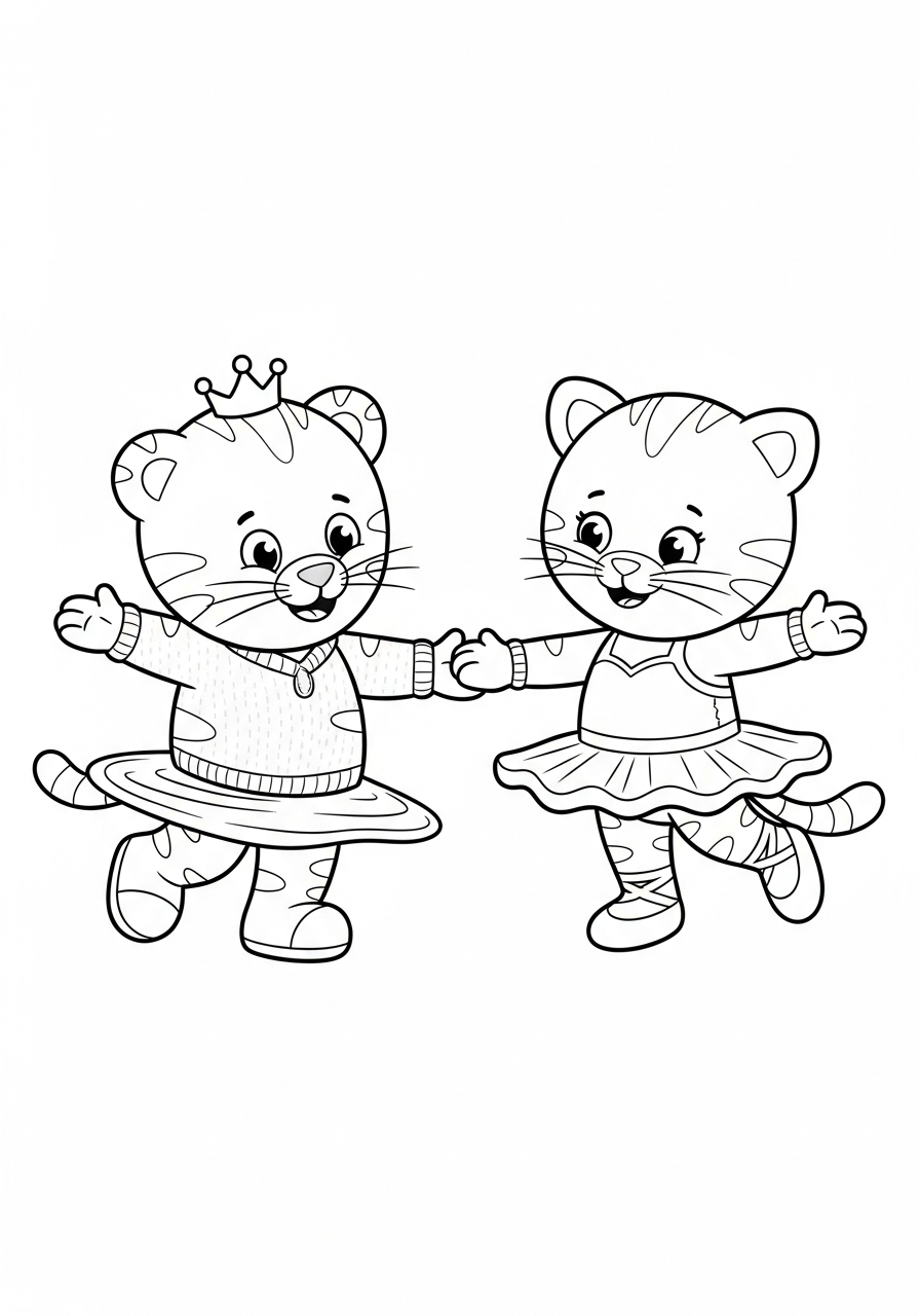 Daniel and Katerina doing ballet coloring page