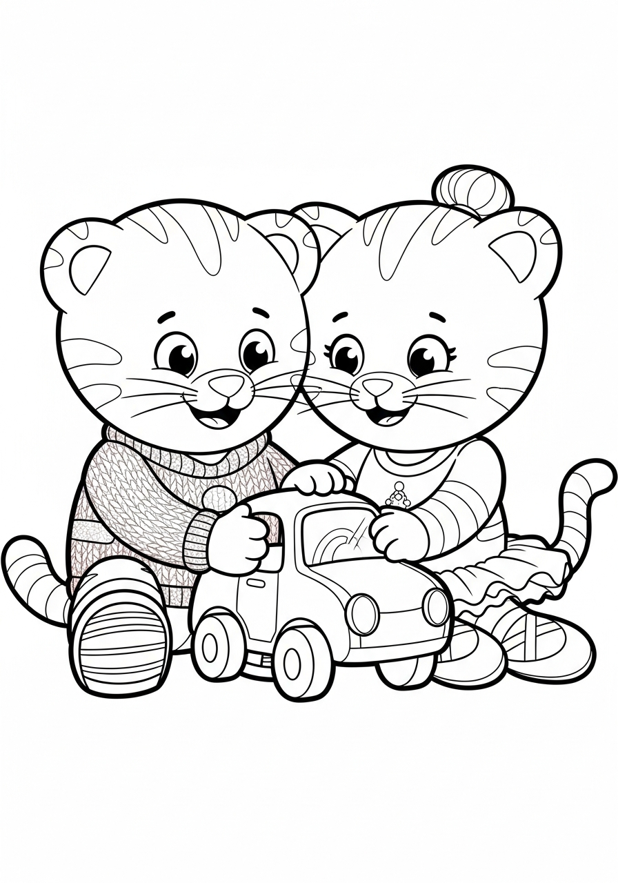 Daniel and Katerina sharing a toy coloring page