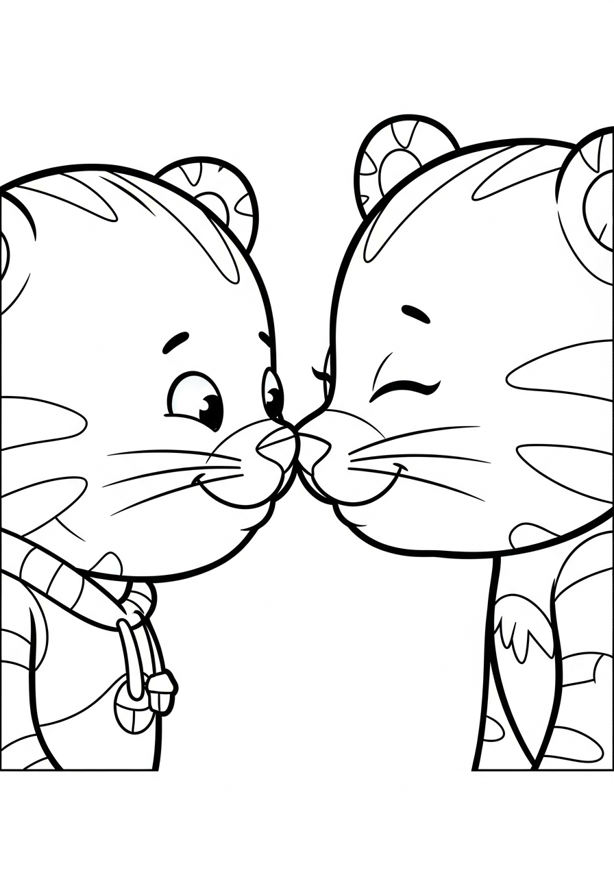 Daniel and Mom Tiger Ugga Mugga coloring page