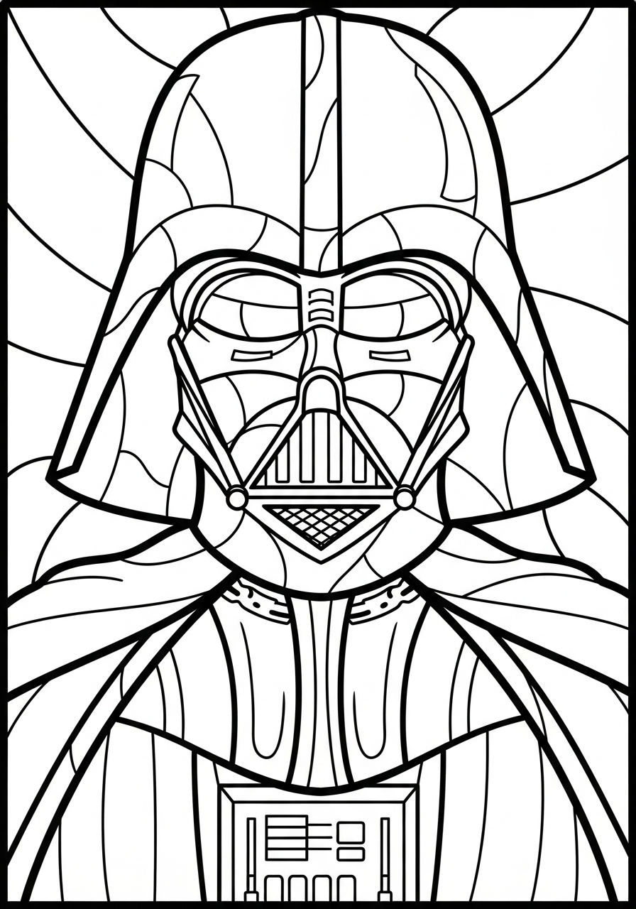 Darth Vader in stained glass style coloring page