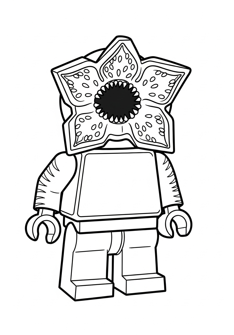 Demogorgon toy block minifigure style coloring page