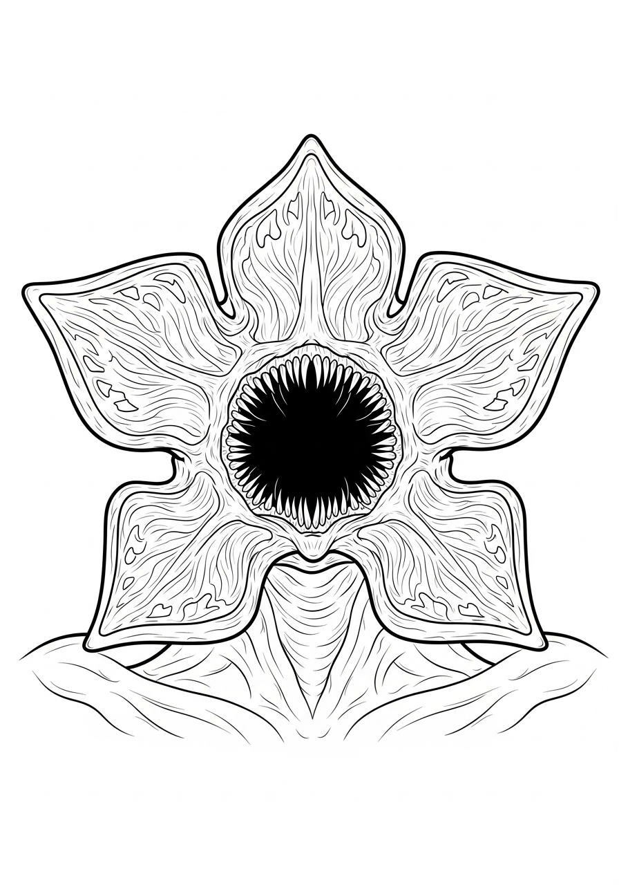 Detailed Demogorgon skin texture coloring page