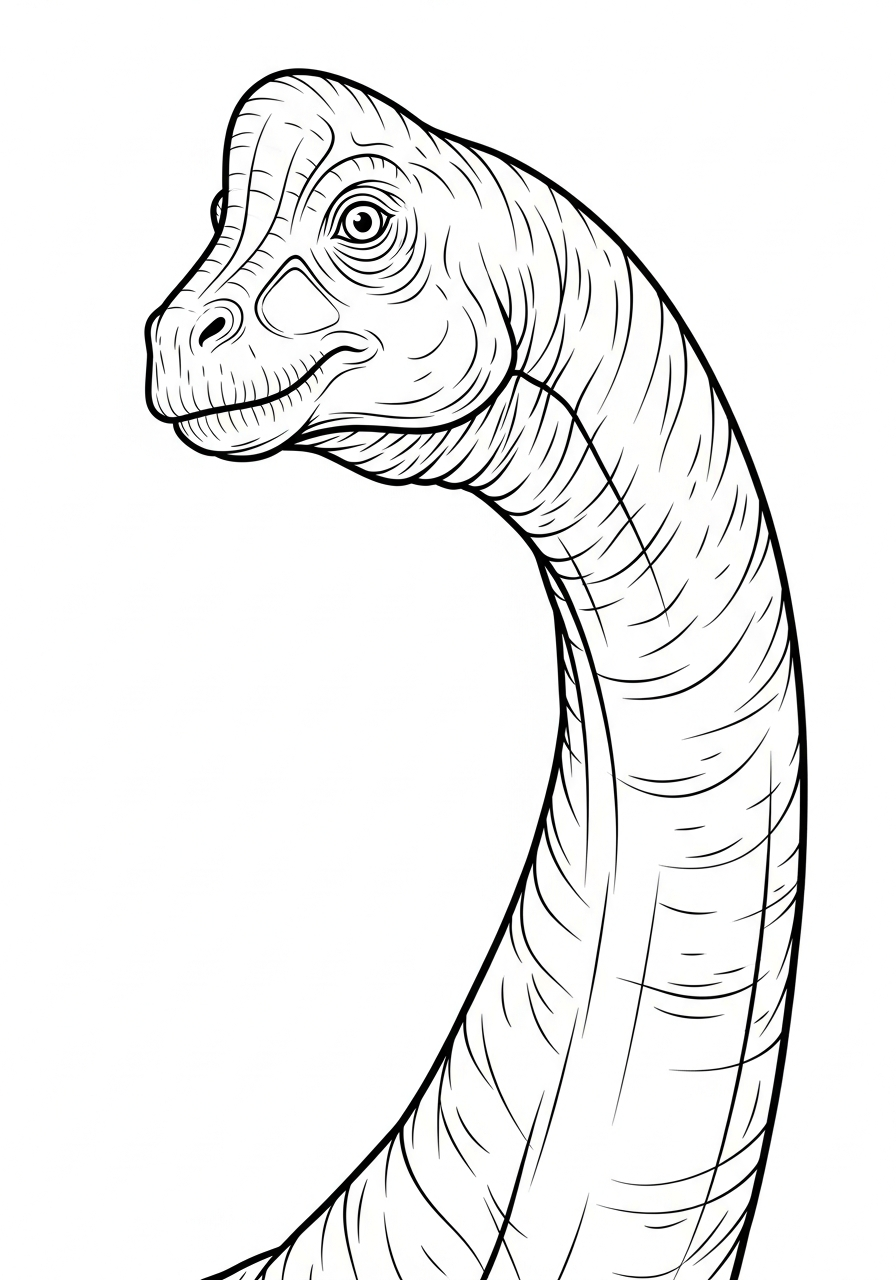 Brachiosaurus Coloring Pages 17 Detailed close-up Brachiosaurus head portrait coloring page