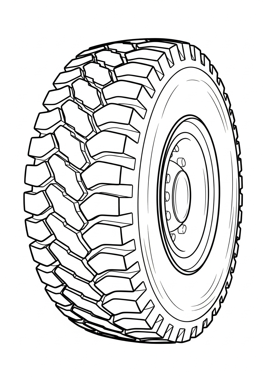Dump Truck Coloring Pages 4 Detailed dump truck wheel coloring page
