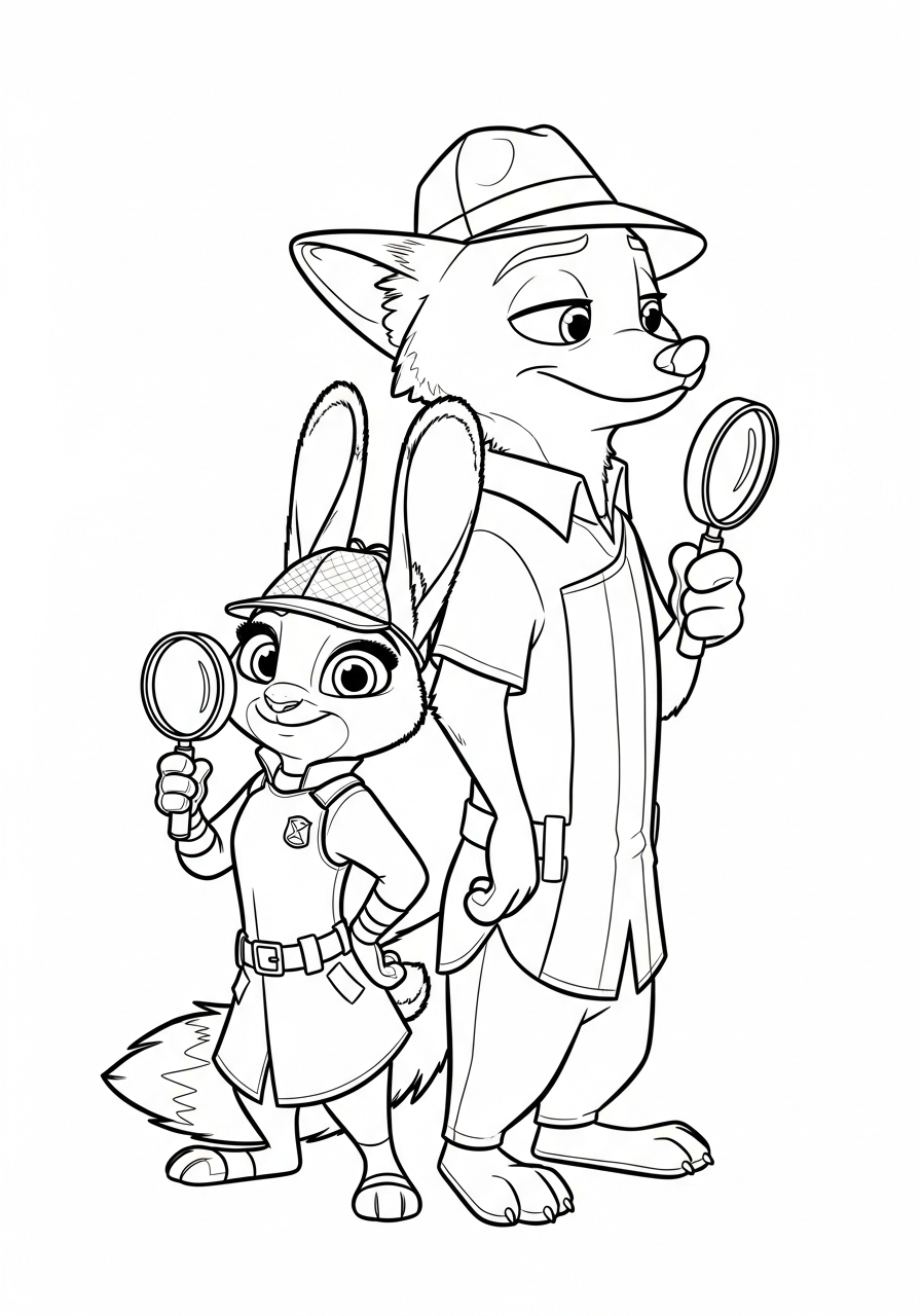 Detective Judy and Nick coloring page