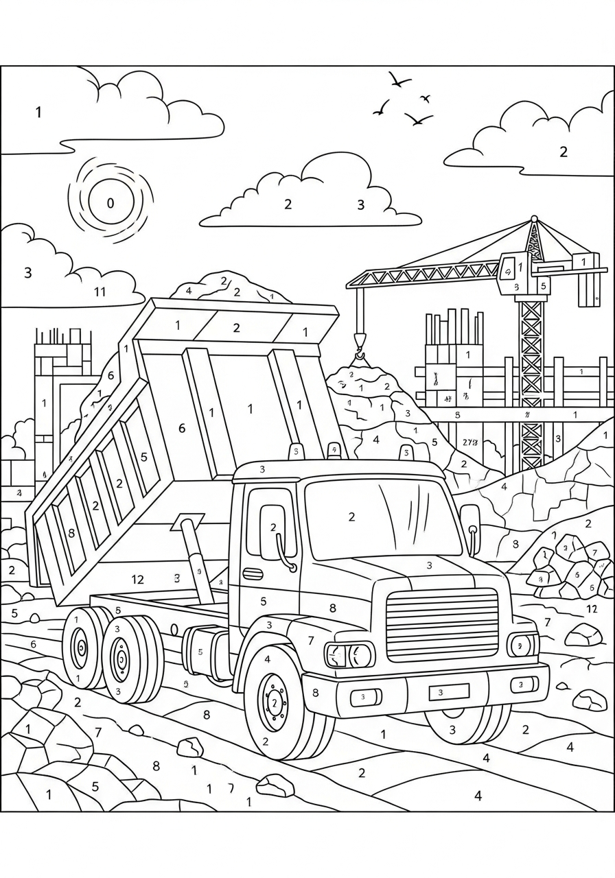 Dump Truck Coloring Pages 9 Dump truck color by number coloring page