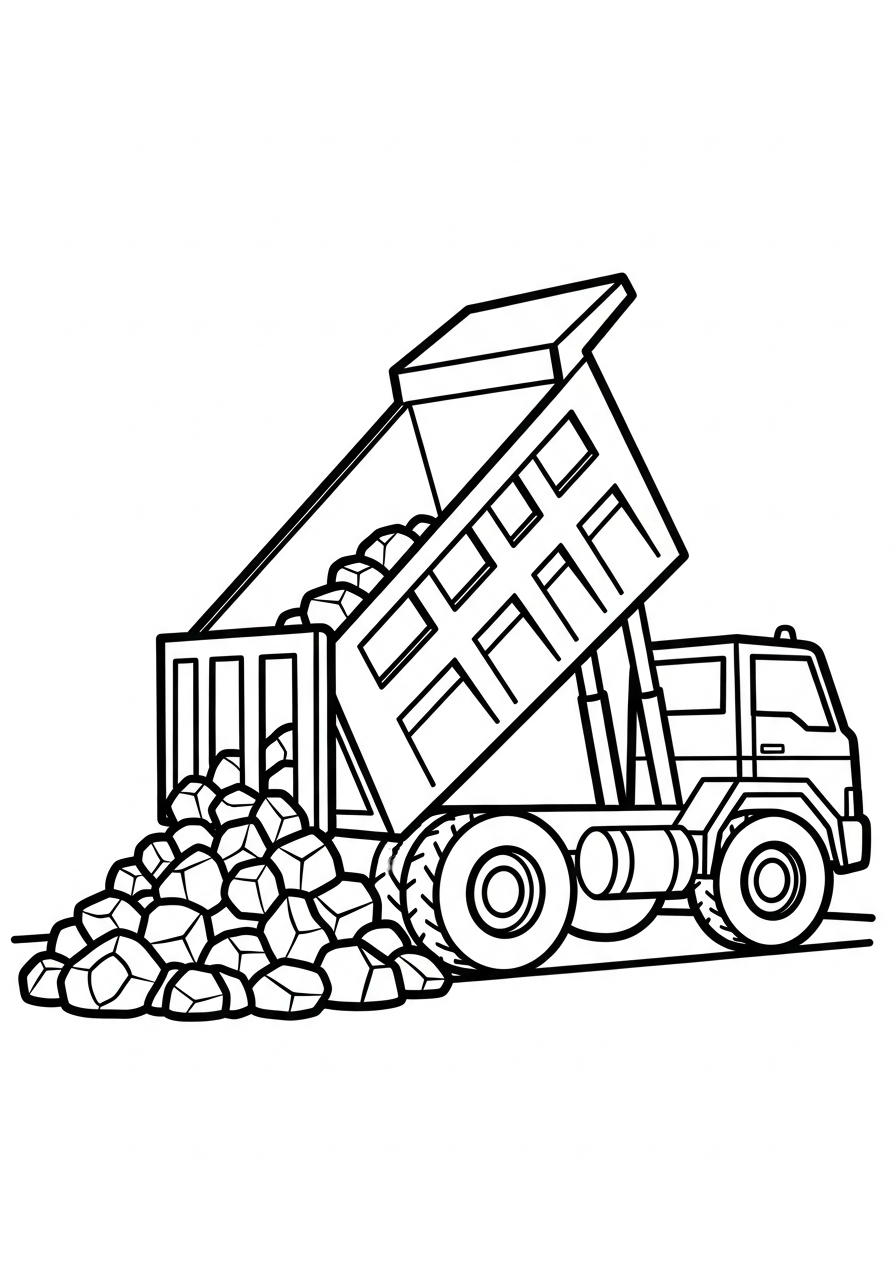 Dump Truck Coloring Pages 12 Dump truck dumping big rocks coloring page
