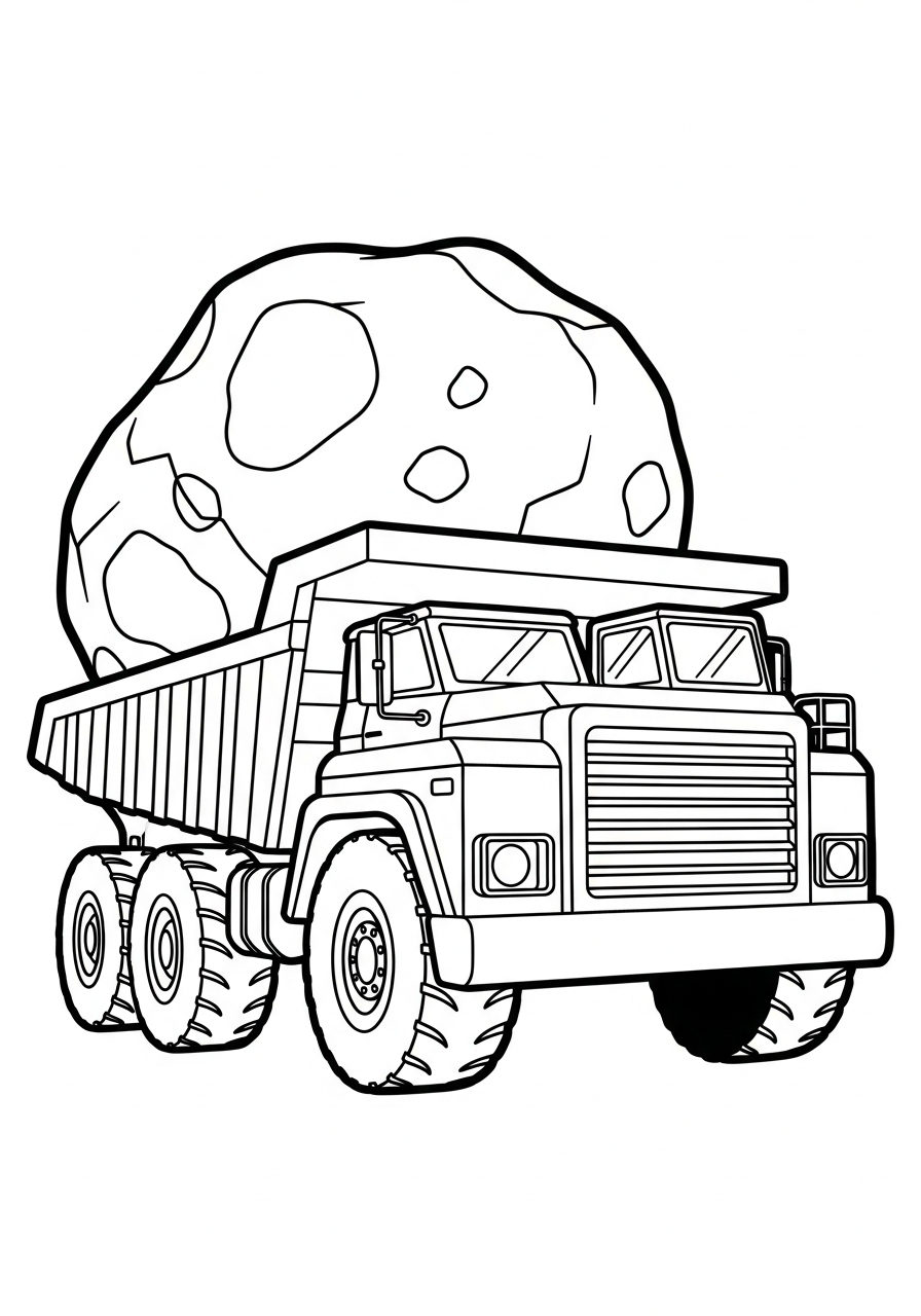 Dump Truck Coloring Pages 14 Dump truck hauling giant rock coloring page