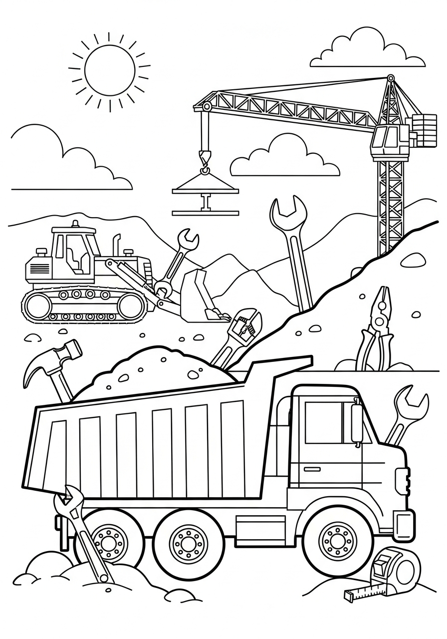 Dump Truck Coloring Pages 16 Dump truck hidden objects coloring page