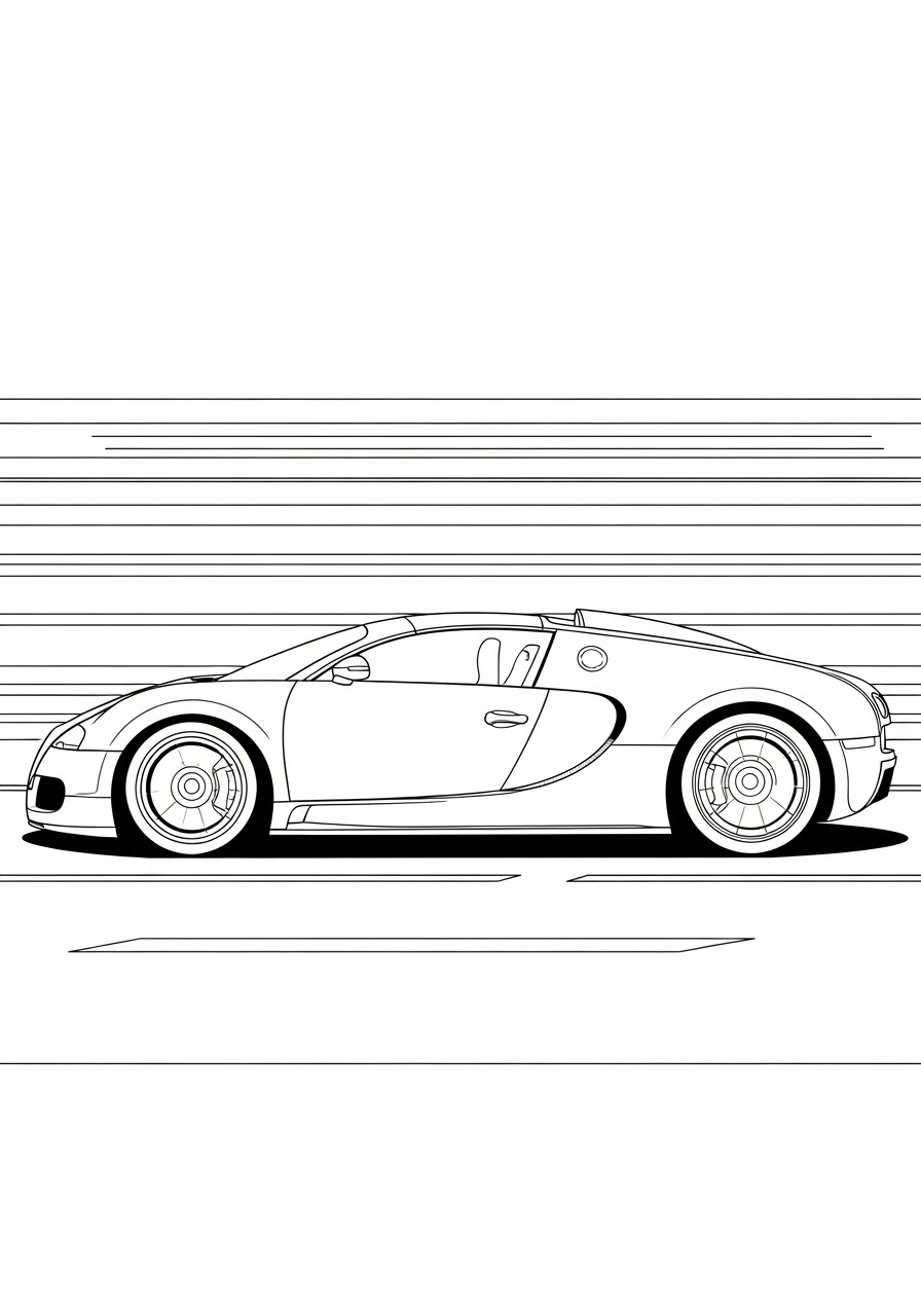 Fast Bugatti Veyron motion blur coloring page