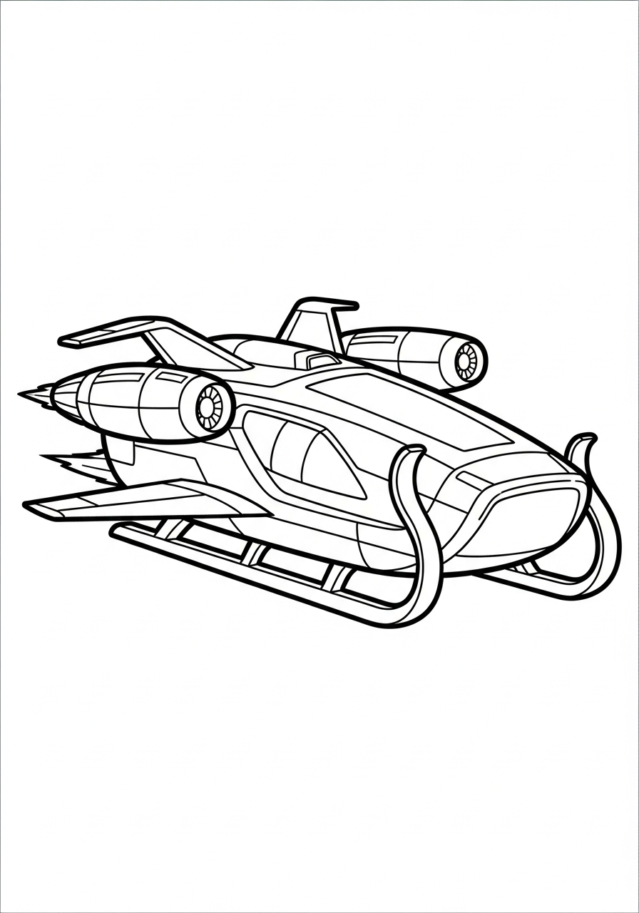 Santa Sleigh Coloring Pages 19 Fast modern rocket jet sleigh coloring page