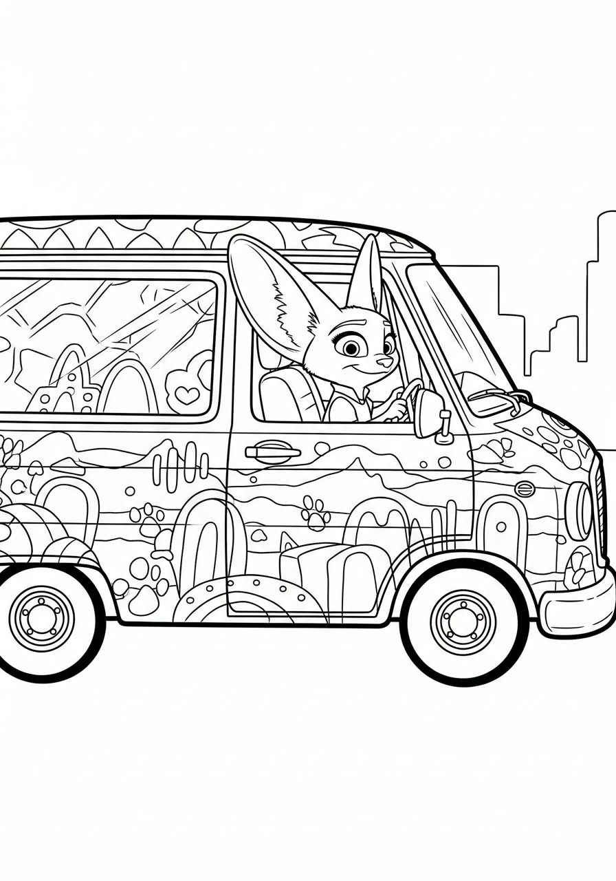Finnick cool painted van coloring page