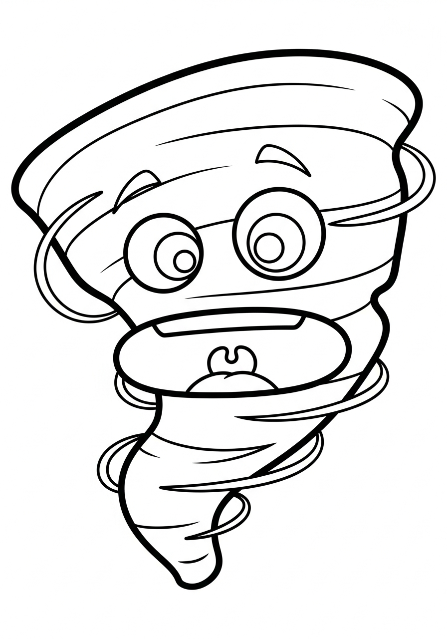 Funny tornado with googly eyes coloring page