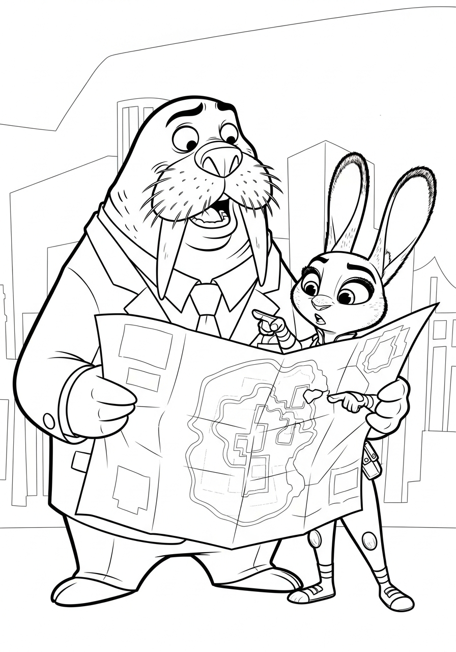 Funny walrus agent suit coloring page