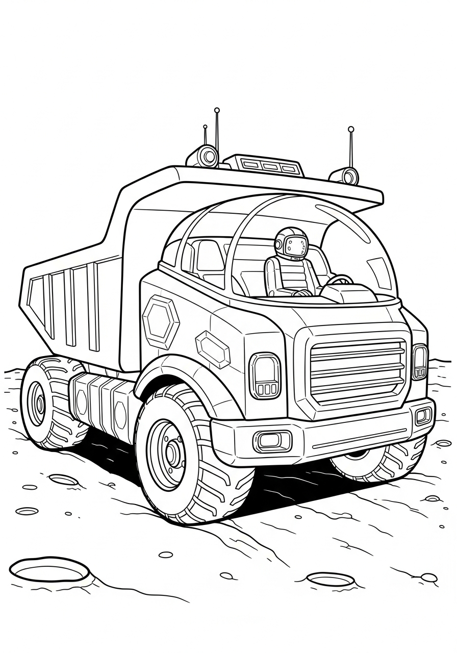 Dump Truck Coloring Pages 22 Futuristic moon dump truck coloring page