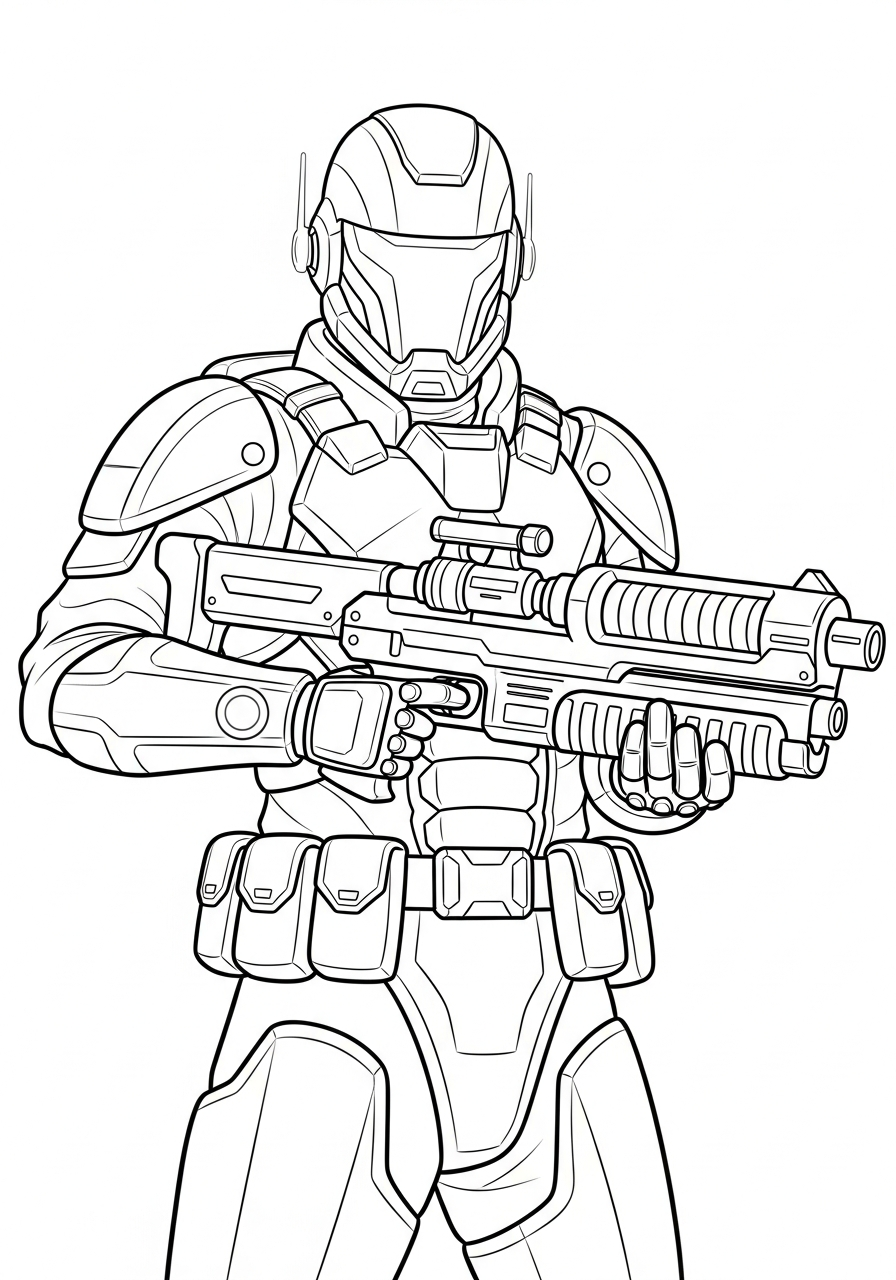 Soldier Coloring Pages 8 Futuristic soldier in armor coloring page