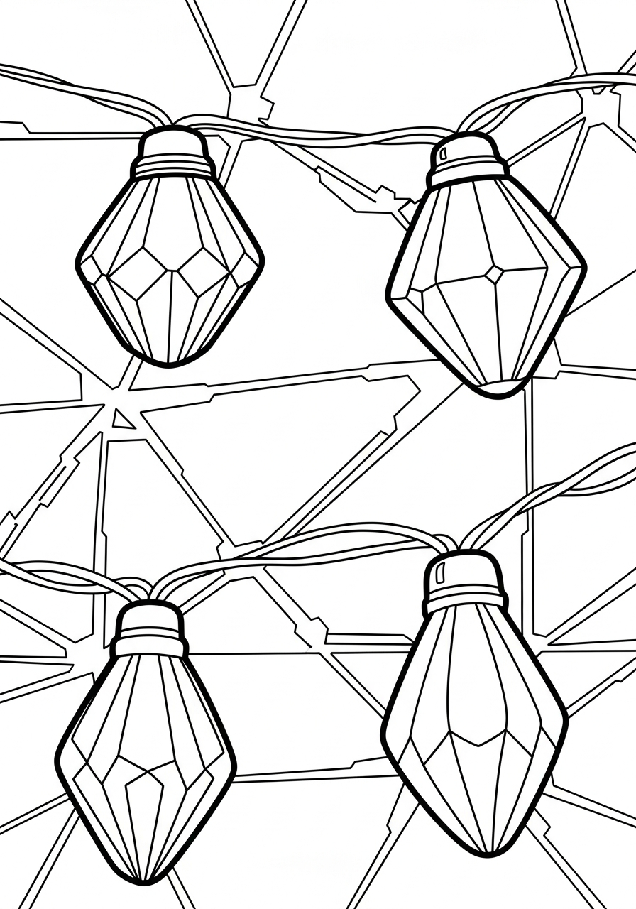 Christmas Light Coloring Pages 10 Geometric diamond shaped light bulbs coloring page