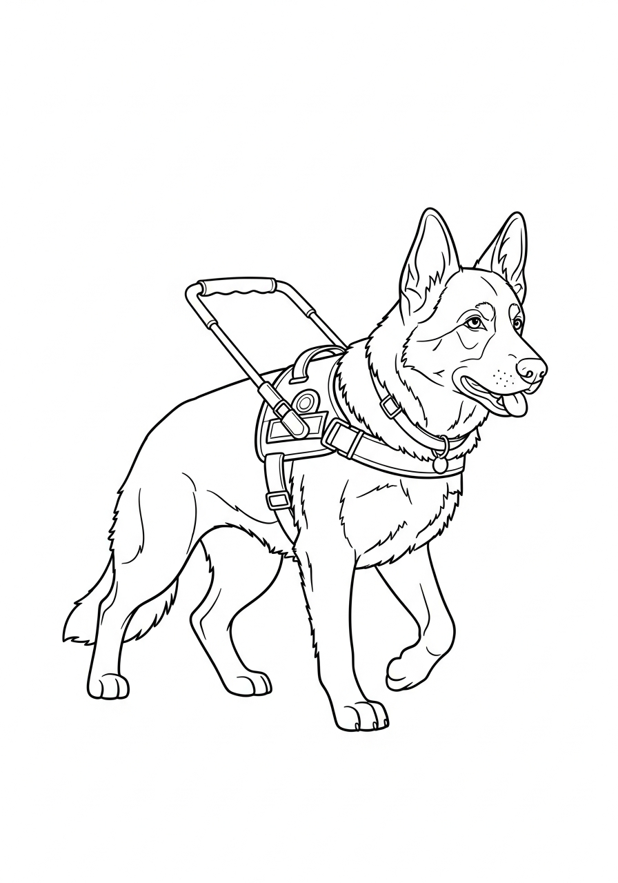 Guide Dog German Shepherd harness coloring page