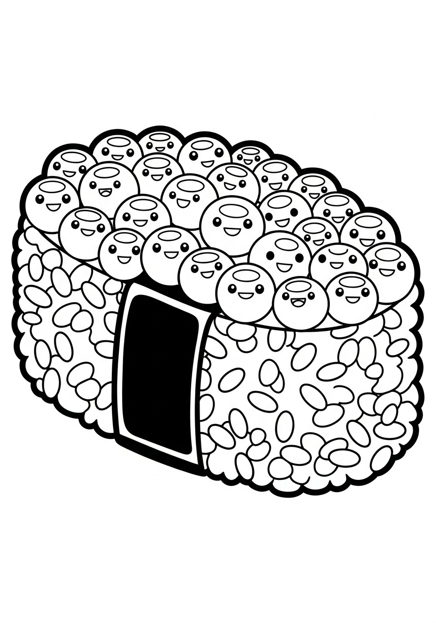 Gunkan battleship with smiling roe coloring page