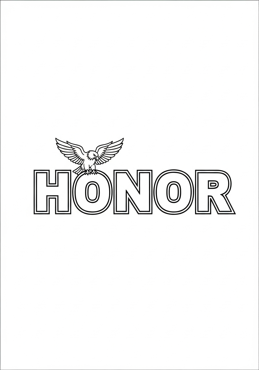 Veterans Day Coloring Pages 9 HONOR word with eagle coloring page