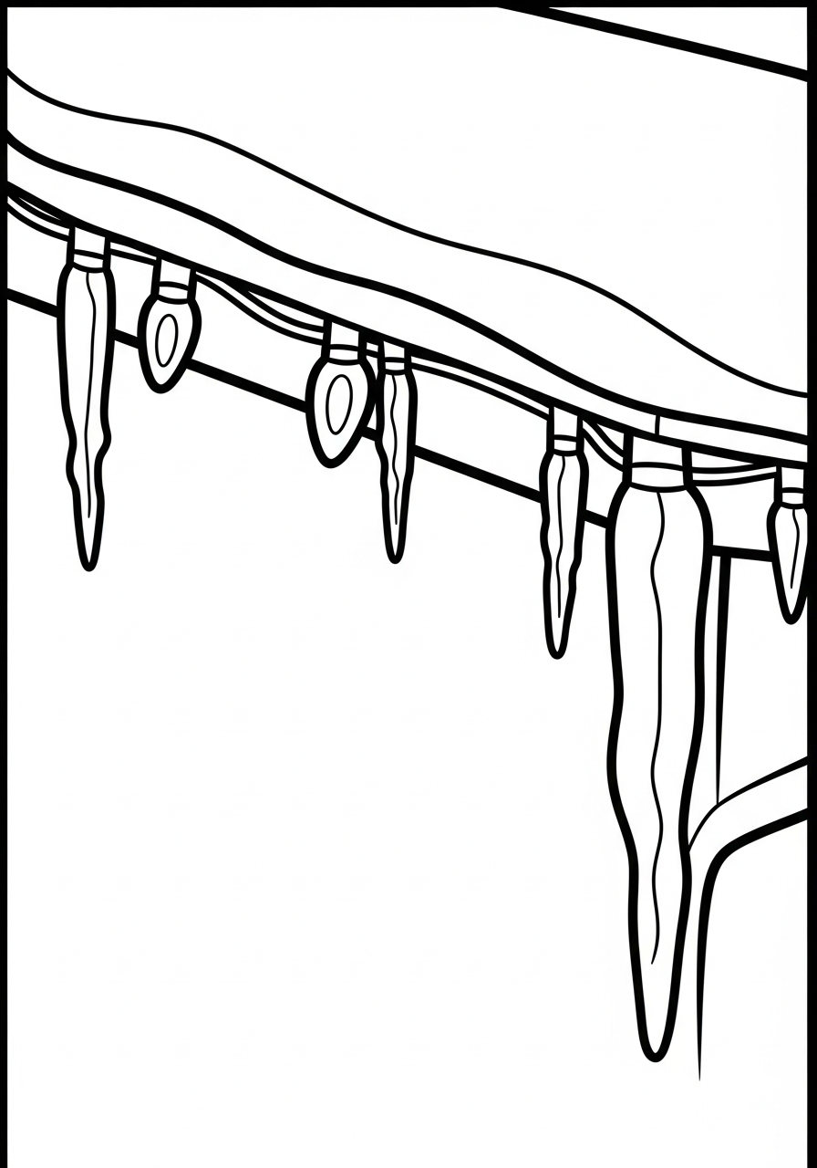 Christmas Light Coloring Pages 13 Hanging icicle lights on roof coloring page