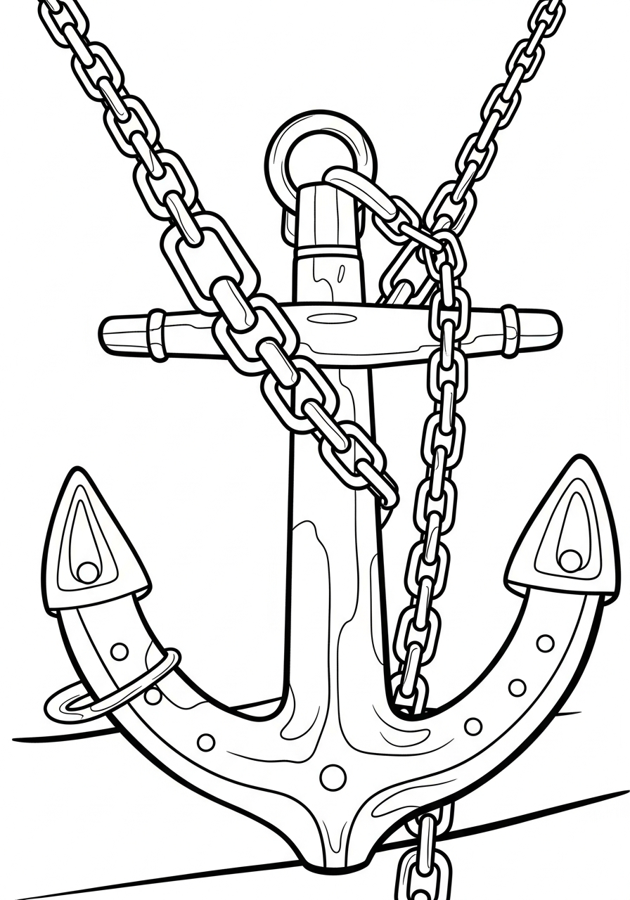 Heavy ship anchor close up coloring page