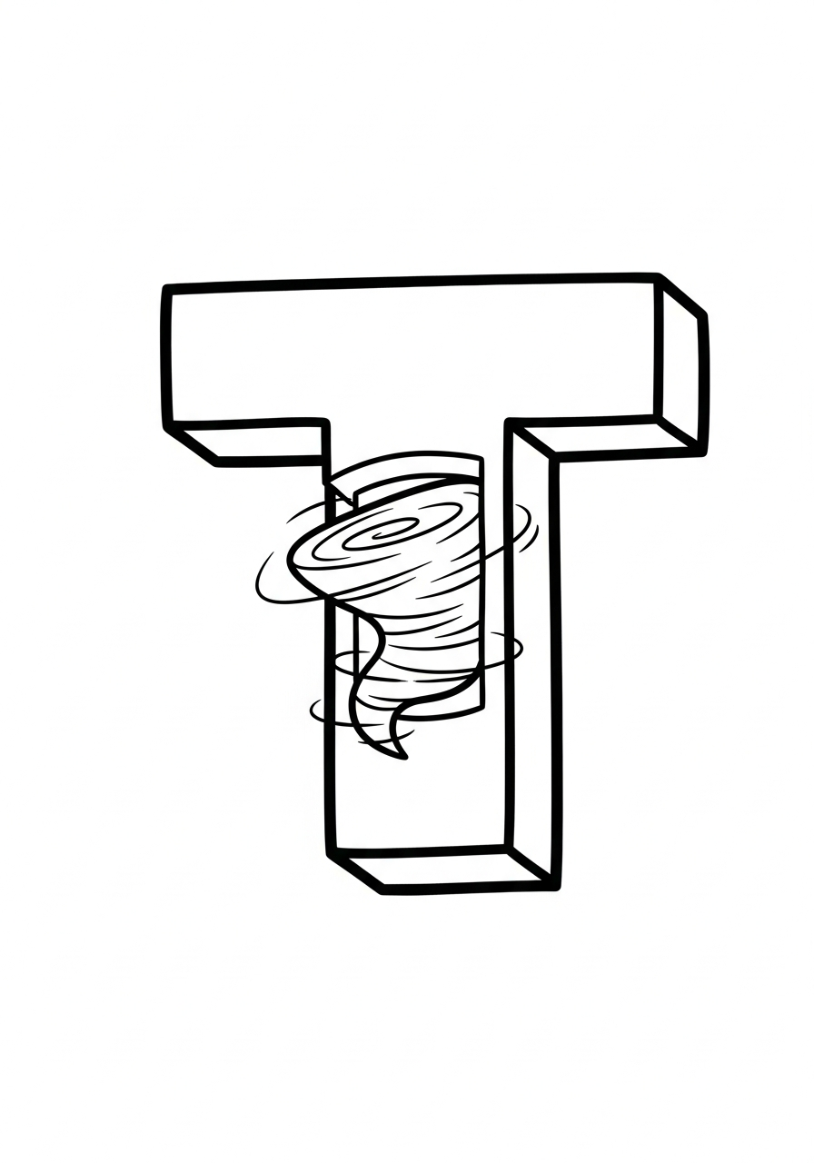 Alphabet T is for Tornado coloring page