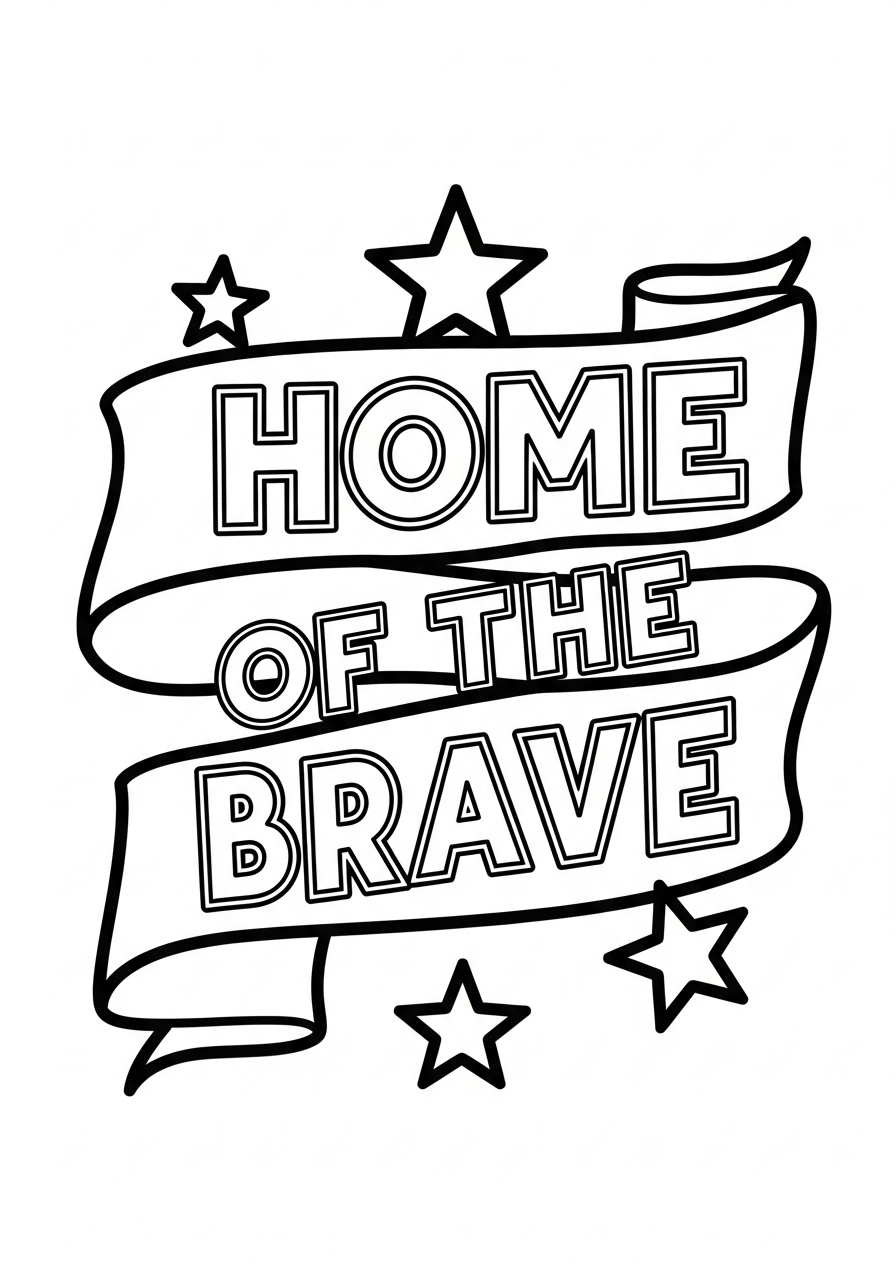 Veterans Day Coloring Pages 8 Home of the Brave banner coloring page