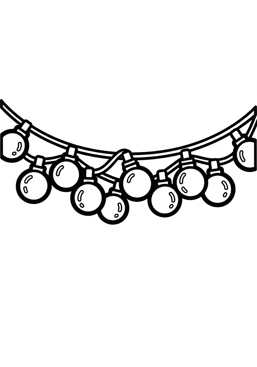 Christmas Light Coloring Pages 14 Horizontal string of round lights coloring page