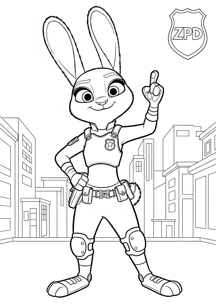 Judy Hopps tactical gear coloring page