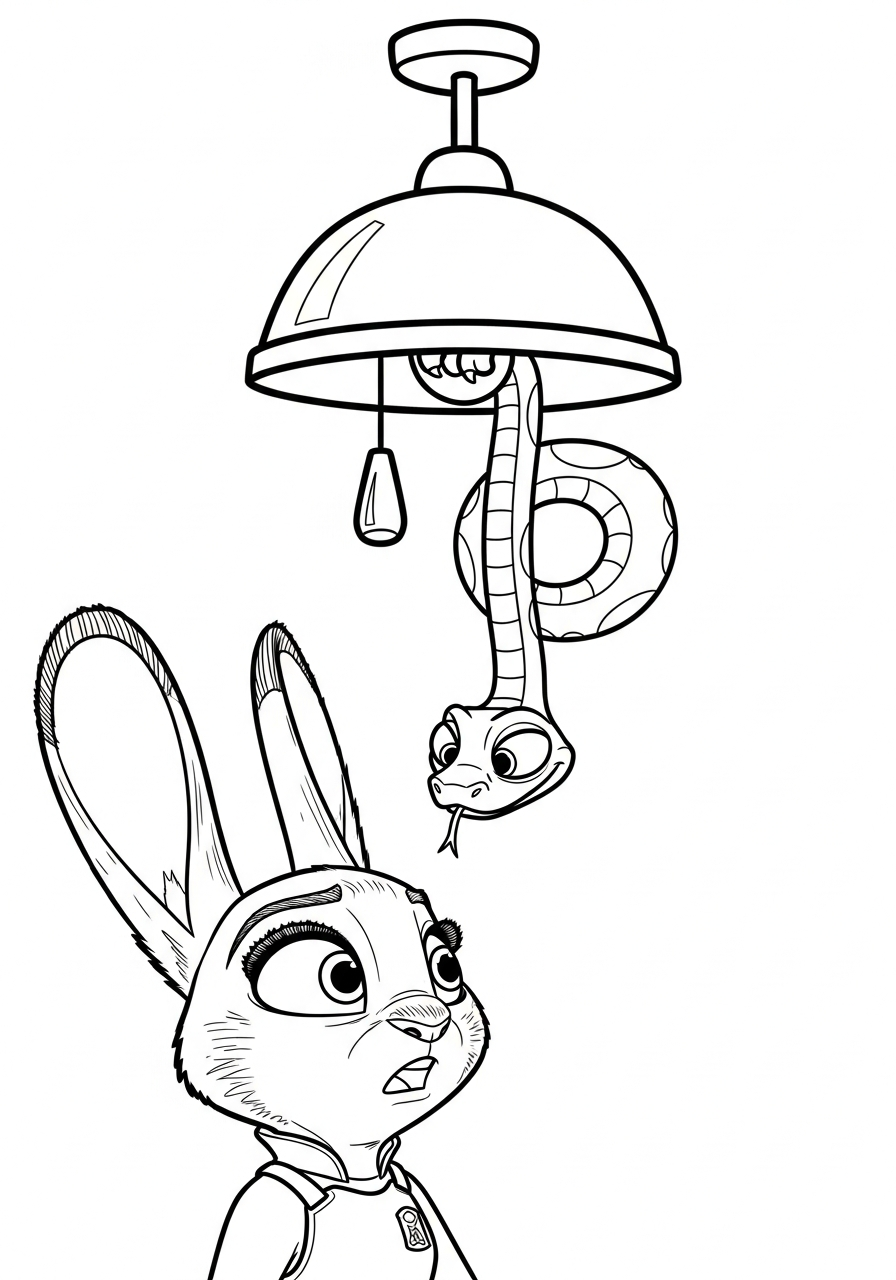 Judy meets Gary the snake coloring page