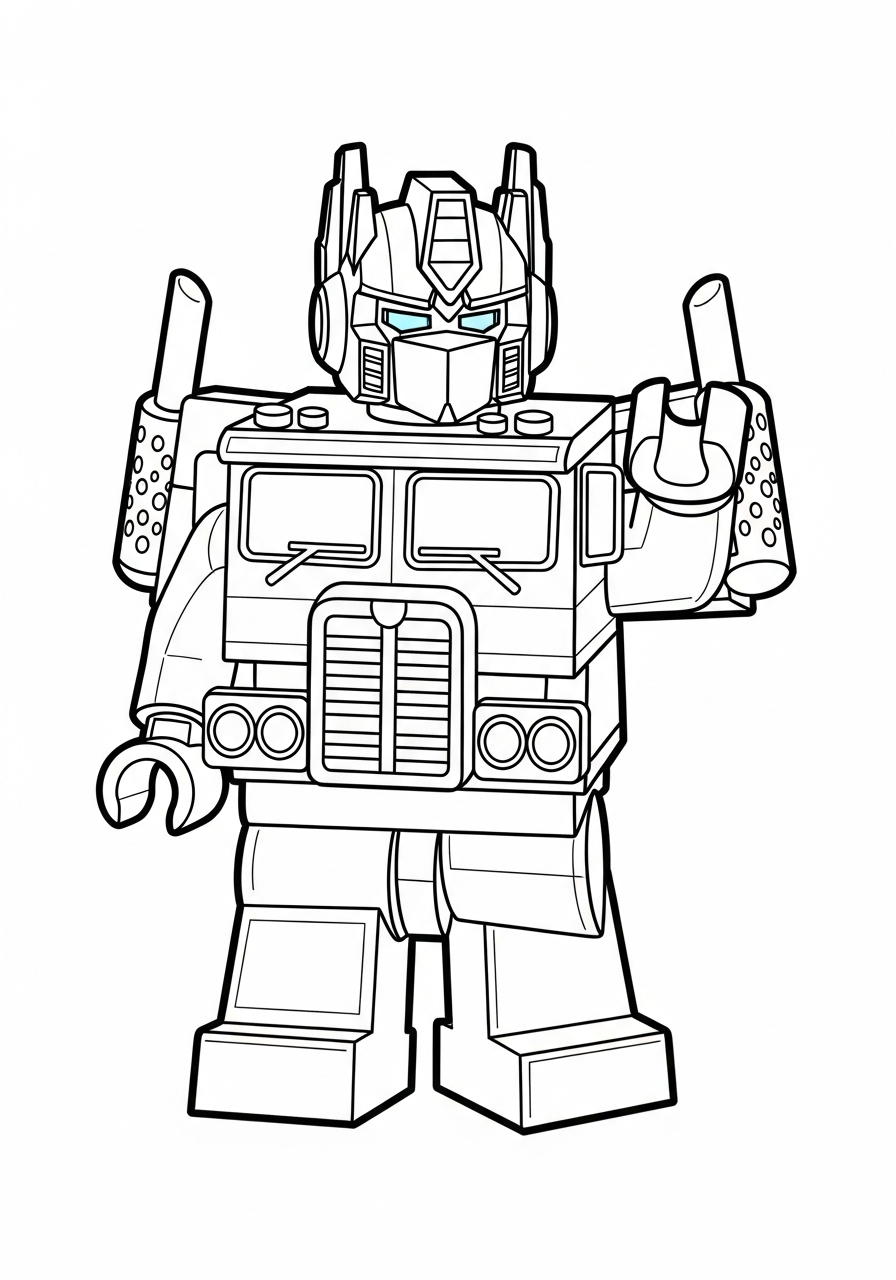 Optimus Prime Coloring Pages 10 Lego minifigure style Optimus Prime coloring page