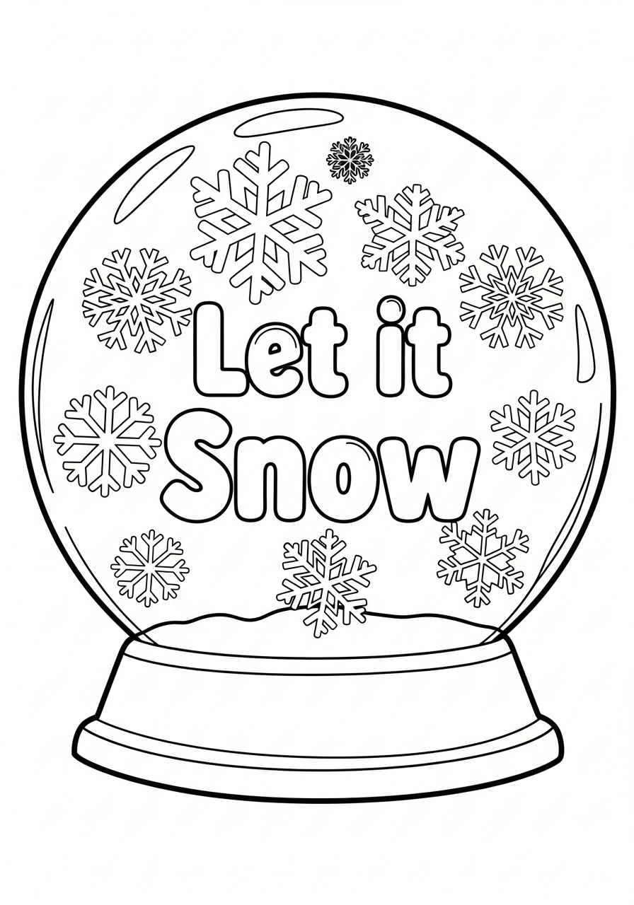 Let It Snow text globe coloring page