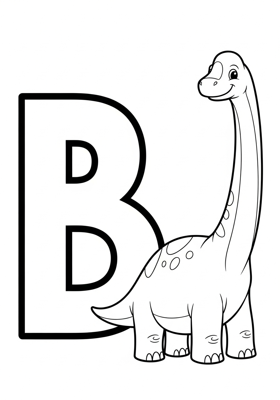 Brachiosaurus Coloring Pages 21 Letter B next to Brachiosaurus coloring page