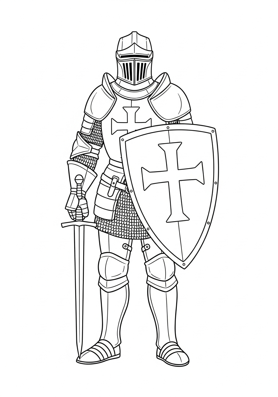 Soldier Coloring Pages 9 Medieval knight in armor coloring page