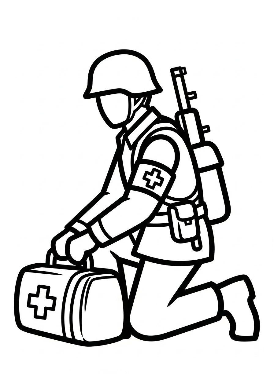 Soldier Coloring Pages 11 Military medic with medical bag coloring page