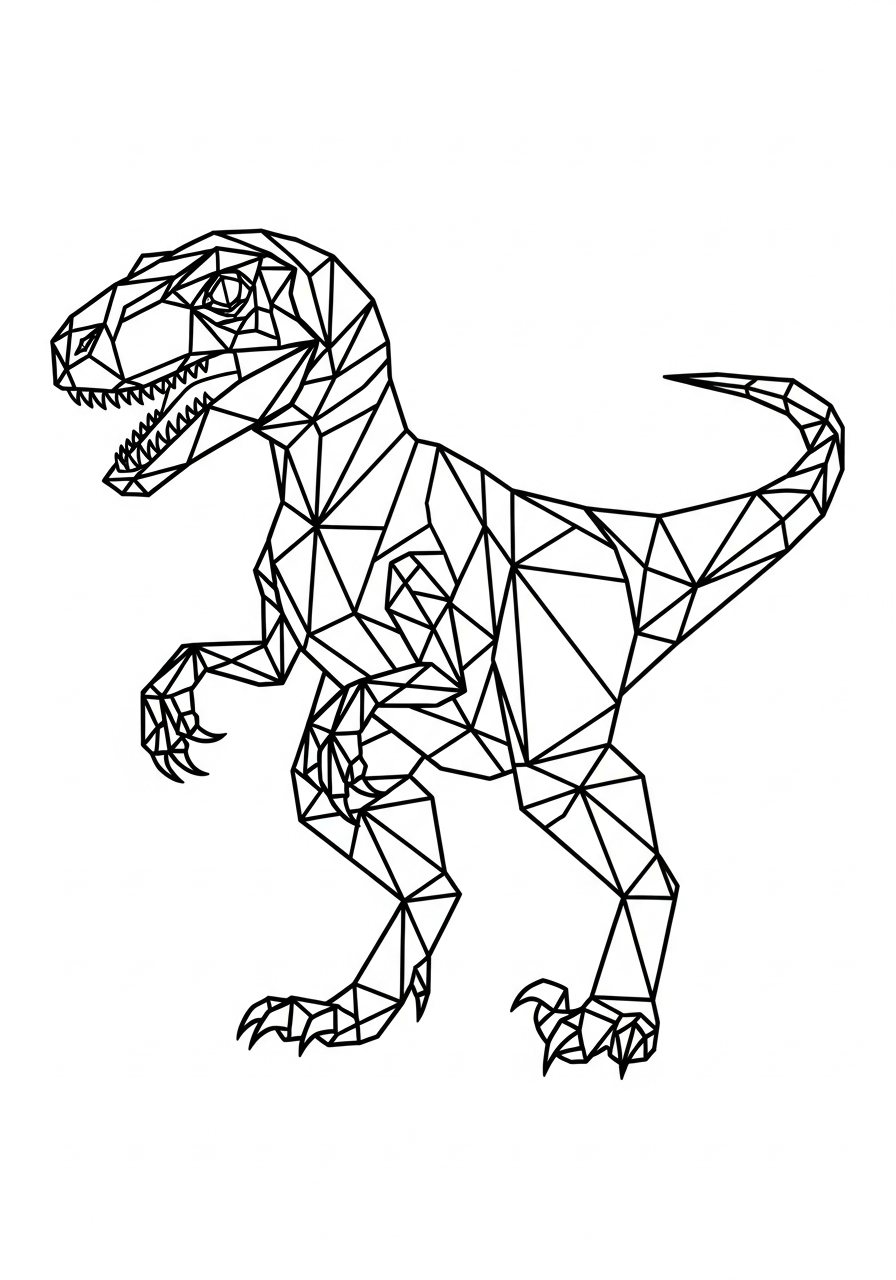 Velociraptor Coloring Pages 14 Modern geometric low poly velociraptor coloring page