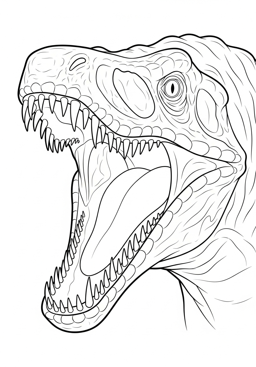Mosasaurus open jaws close-up coloring page