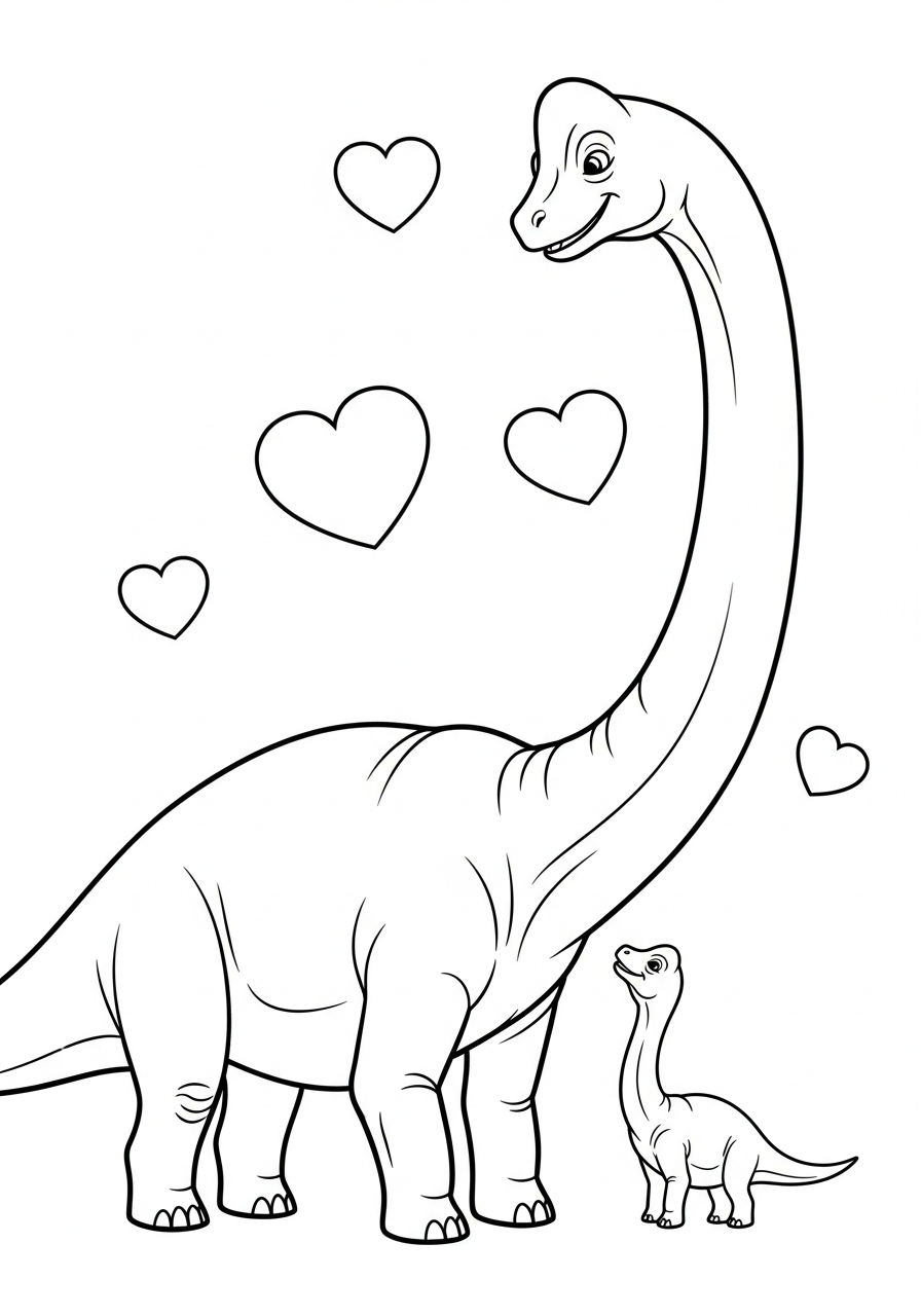 Brachiosaurus Coloring Pages 22 Mother and baby Brachiosaurus together coloring page