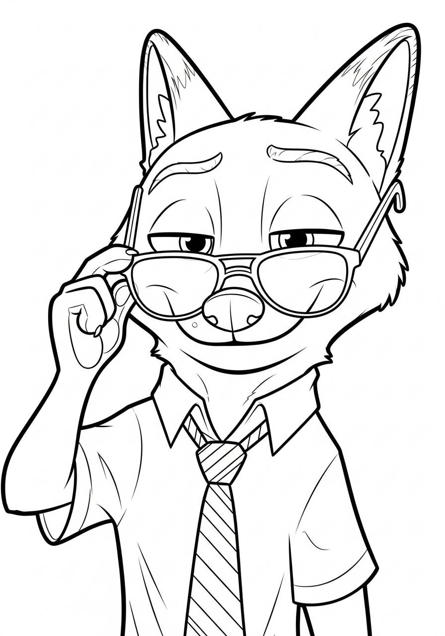 Nick Wilde sly smile coloring page
