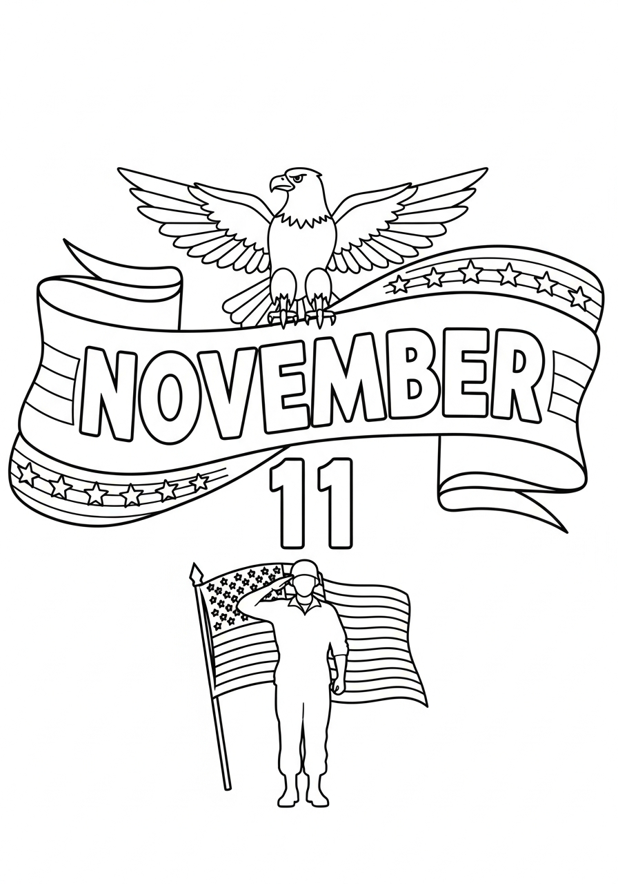 Veterans Day Coloring Pages 13 November 11 patriotic banner coloring page