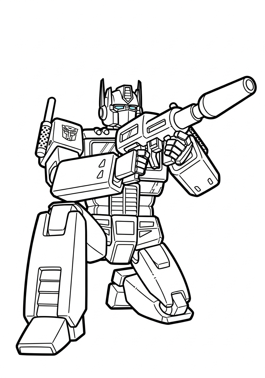 Optimus Prime Coloring Pages 17 Optimus Prime aiming ion blaster coloring page
