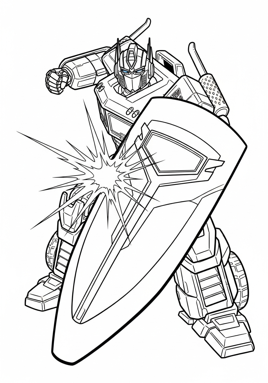 Optimus Prime Coloring Pages 18 Optimus Prime blocking with shield coloring page