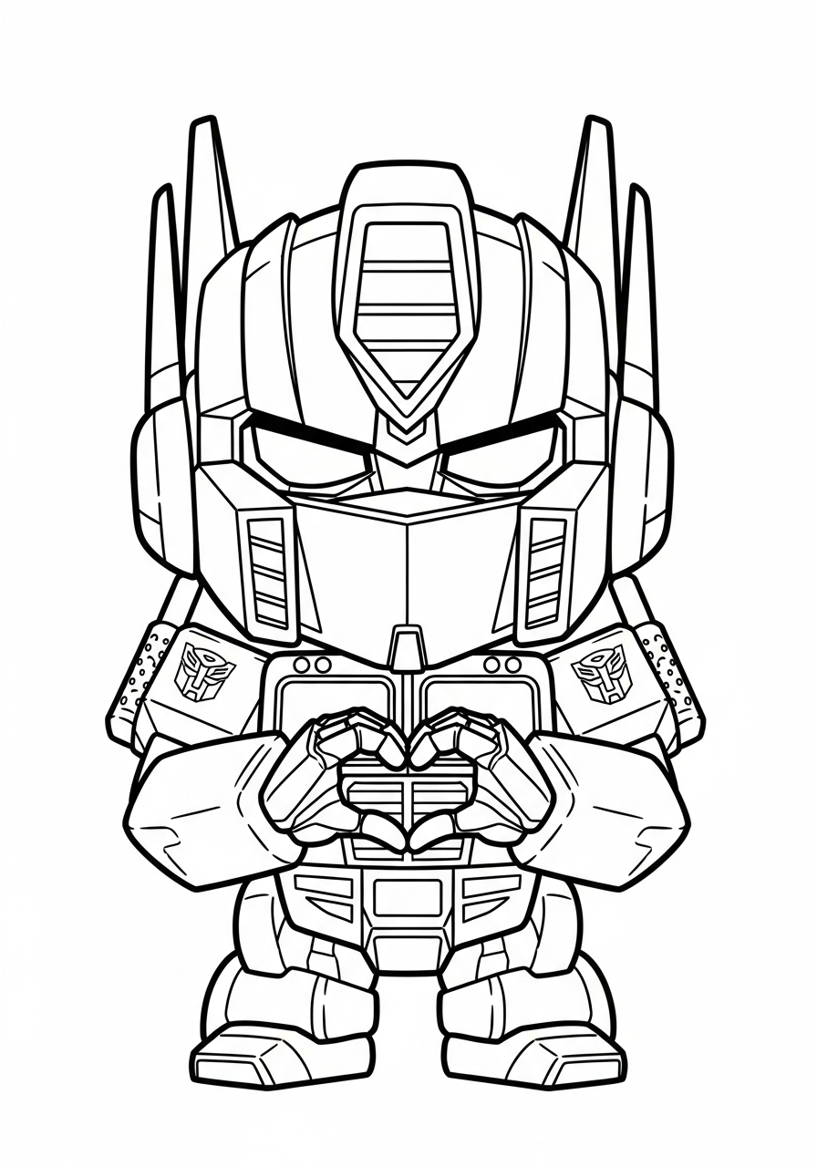 Optimus Prime Coloring Pages 19 Optimus Prime making hand heart coloring page
