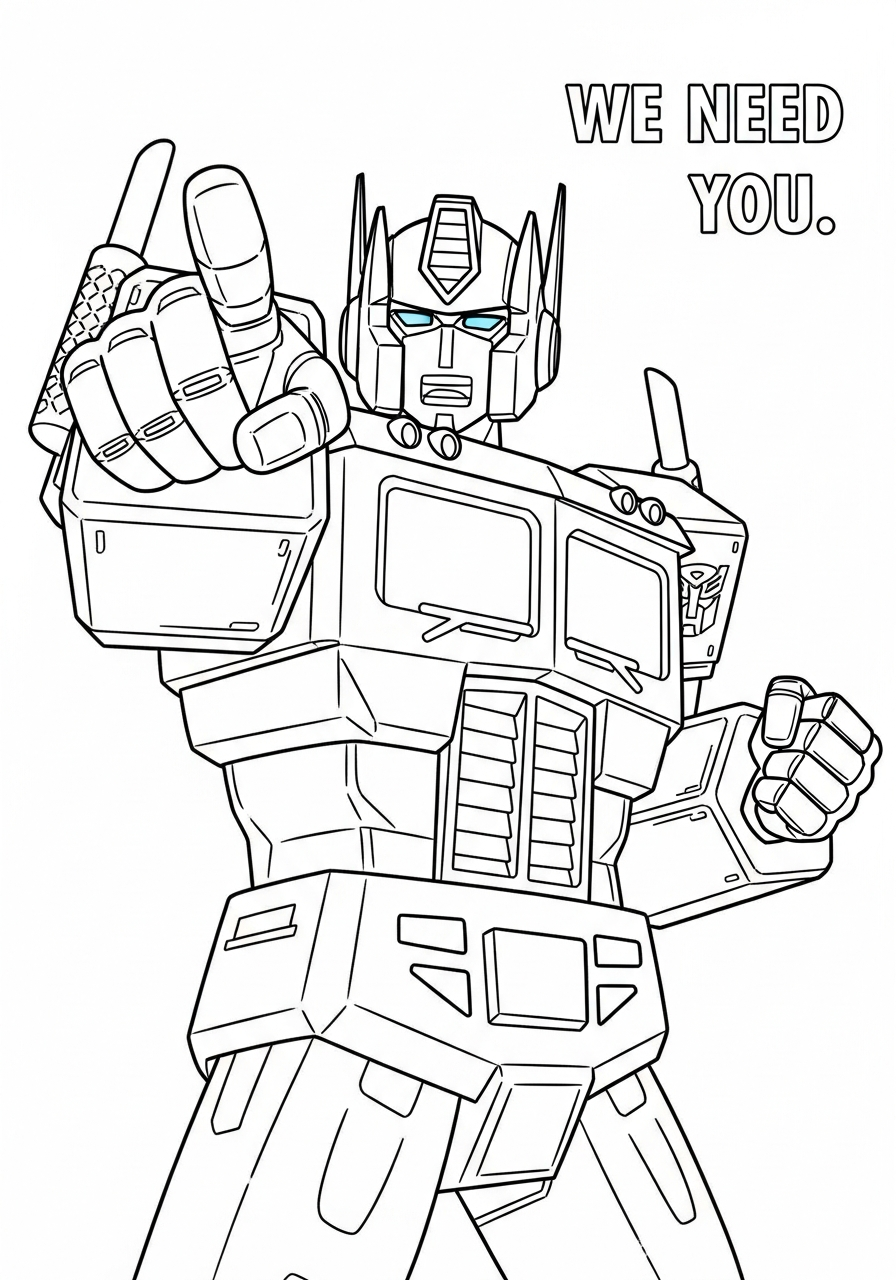 Optimus Prime Coloring Pages 20 Optimus Prime pointing finger forward coloring page