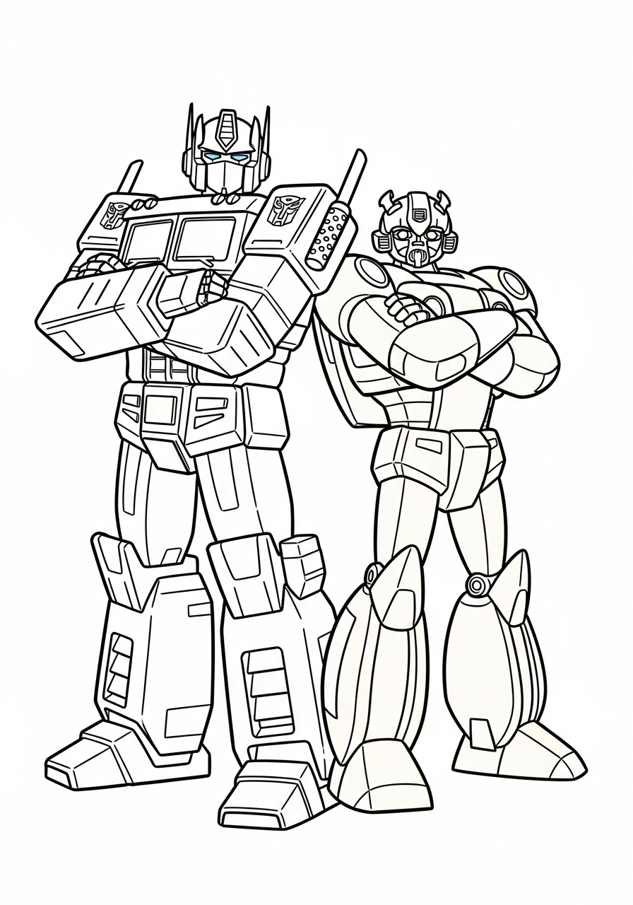 Optimus Prime Coloring Pages 11 Optimus and Bumblebee team up coloring page