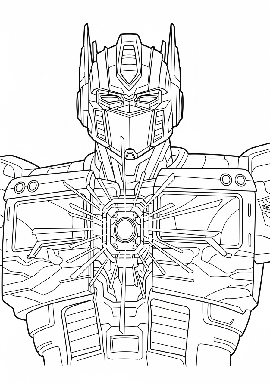 Optimus Prime Coloring Pages 12 Optimus chest open showing Matrix coloring page