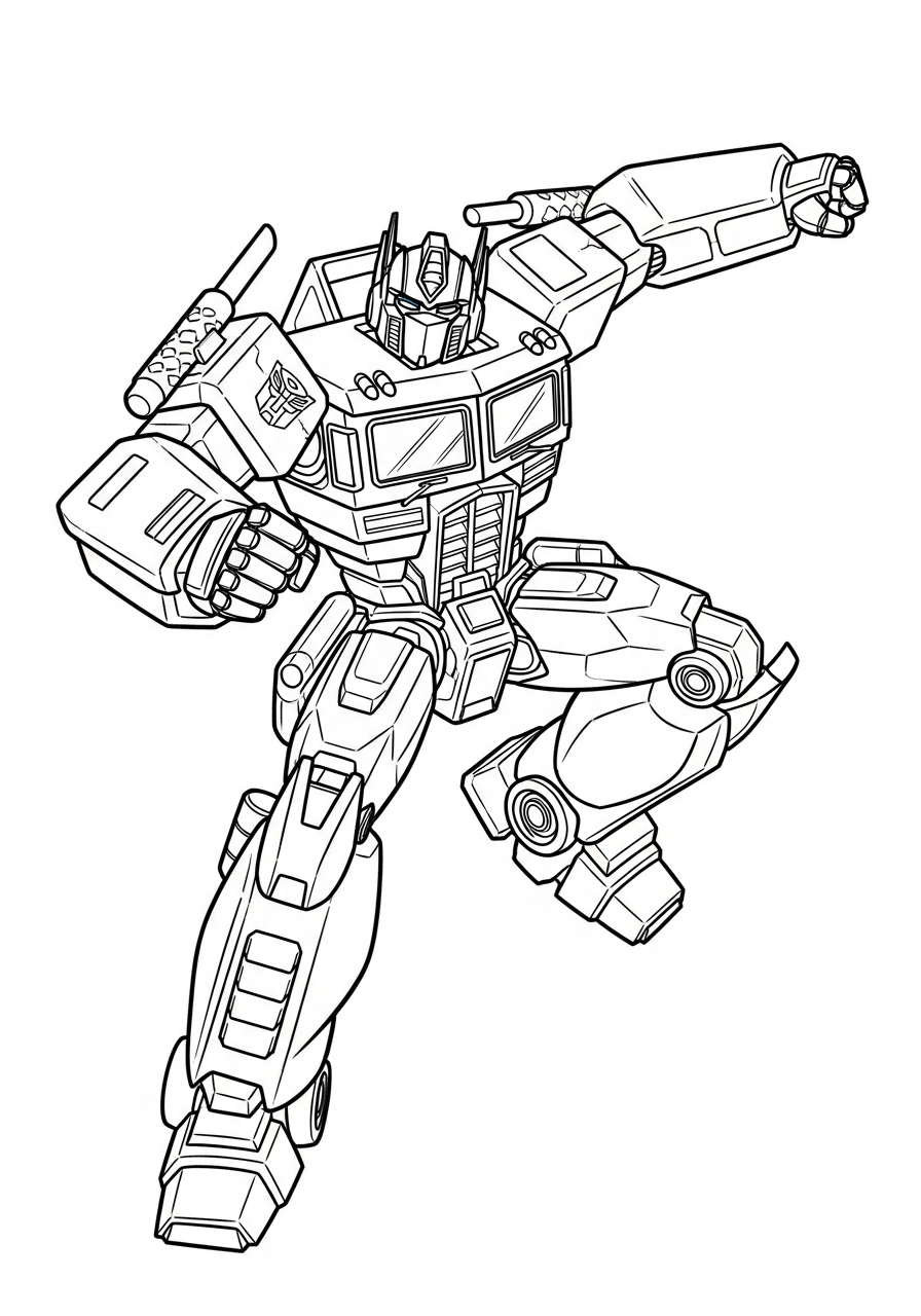 Optimus Prime Coloring Pages 15 Optimus jumping high for punch coloring page