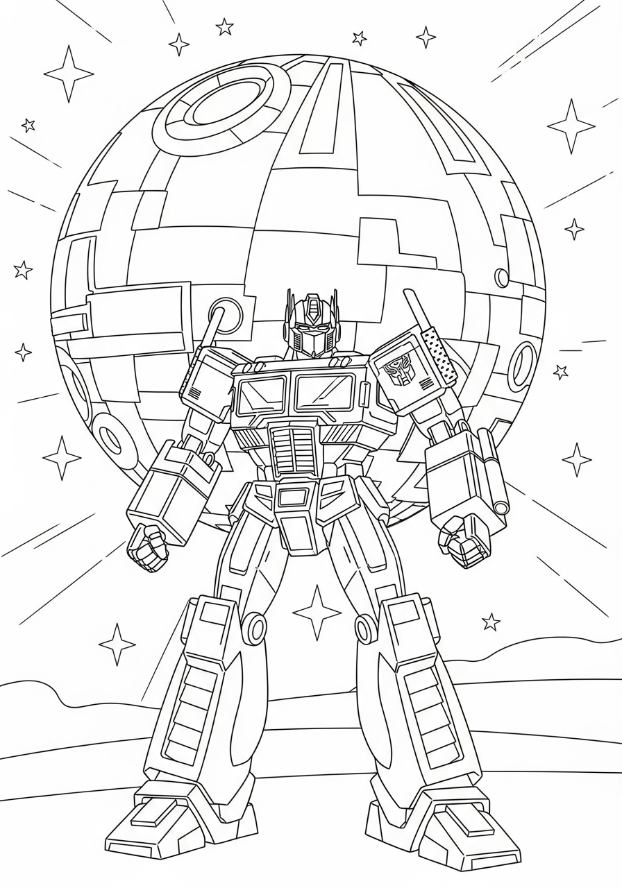 Optimus Prime Coloring Pages 25 Optimus standing on planet Cybertron coloring page