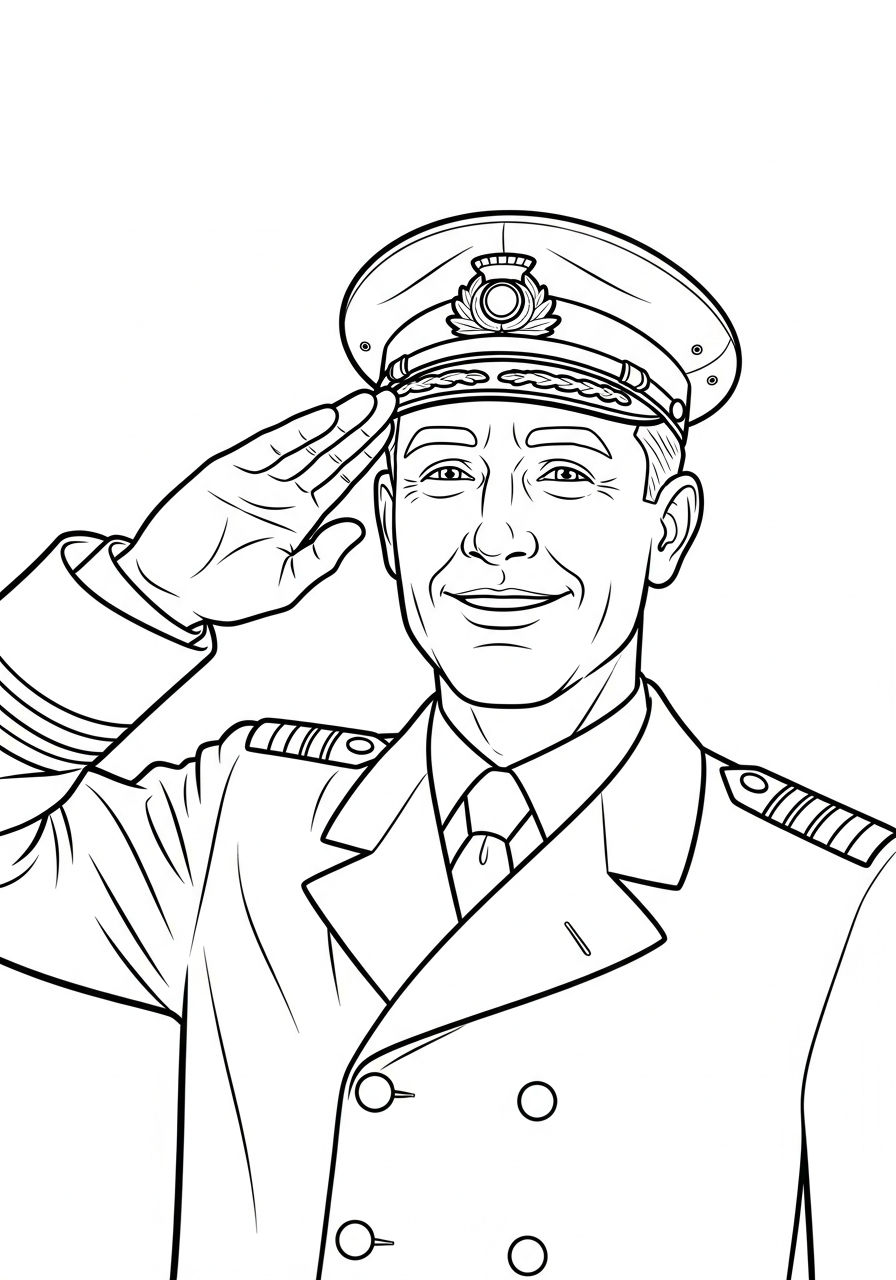 Portrait of Captain Smith saluting coloring page